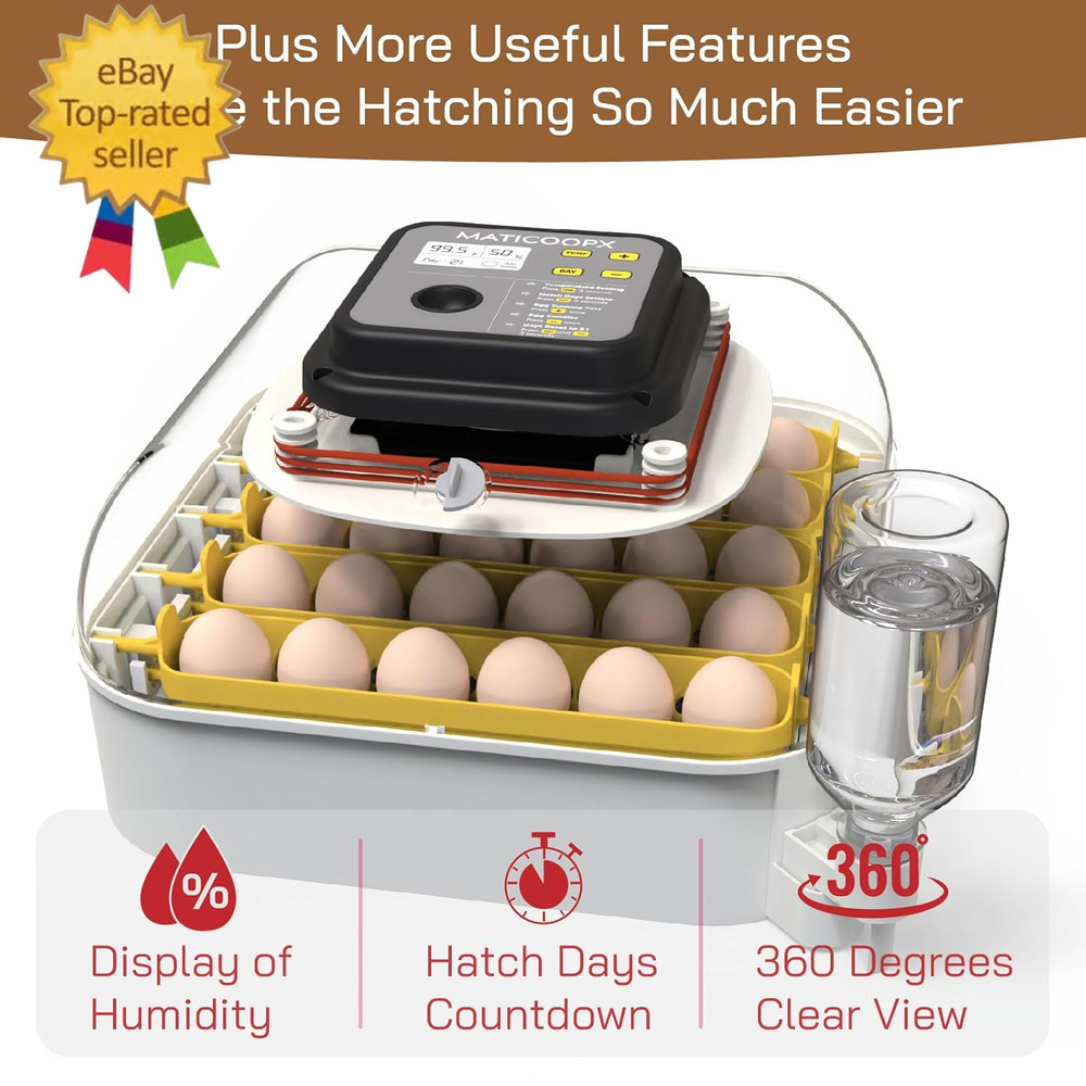 30 Egg Incubator with Humidity Display, Egg Candler, Automatic Egg Turner