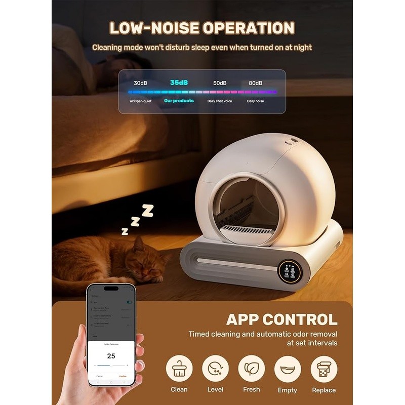 Automatic Self-Cleaning Litter Box X-Large Odor Control App Sensors Waste Bin US