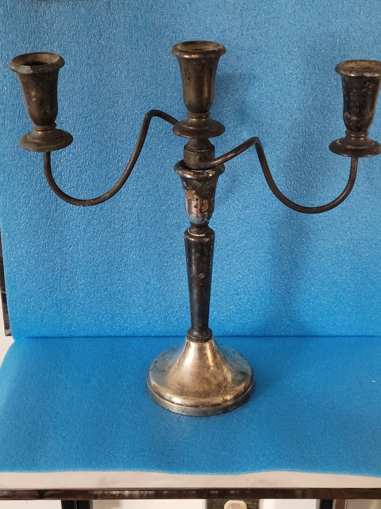 Antique Sheffield Silver Plated Solid Brass Candelabra/ Candlestick Opt USA OBO