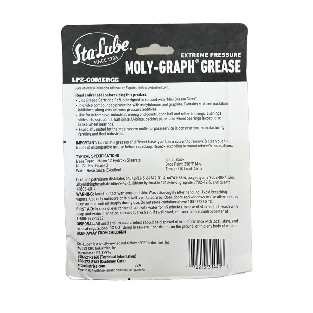 Sta-Lube Moly-Graph Extreme Pressure Multi-Purpose Grease