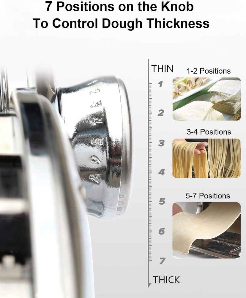 Shule Pasta Maker Machine Stainless Steel Manual Noodle Makers Include Silver