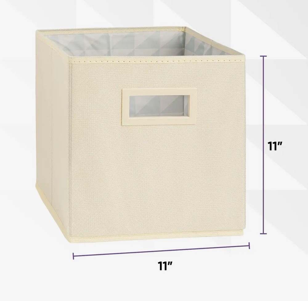 Fabric Cube Storage Bin with Handle,10.75 Inch Square, 5.5L