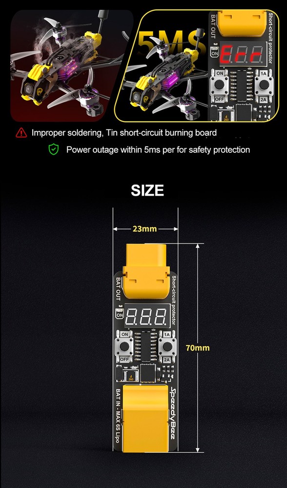 SpeedyBee Anti Short Circuit Module Short-Circuit Protection For RC Flight Stack