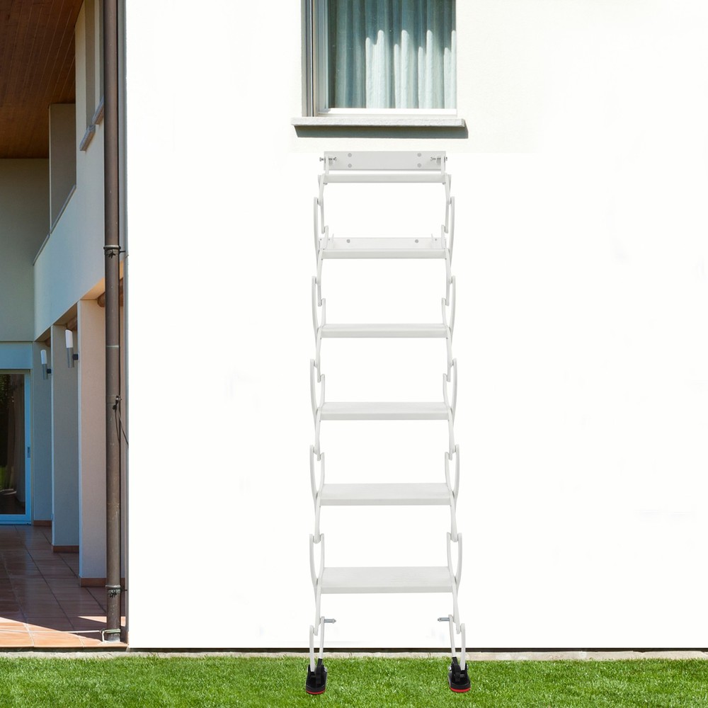 6 Step Wall Mounted Attic Loft Pull Down Ladder Folding Loft Ladder Stairs White