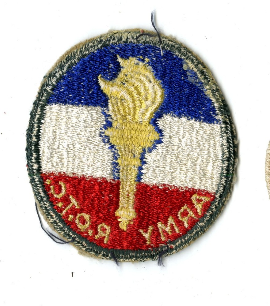 Army ROTC Cut Edge White Back Patch Forest Green Border