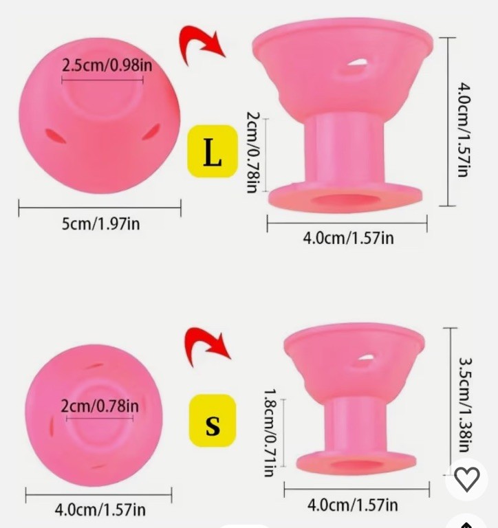 40 Pcs Pink Heatless Include 20pcs Large And 20 Small Silicone Roller