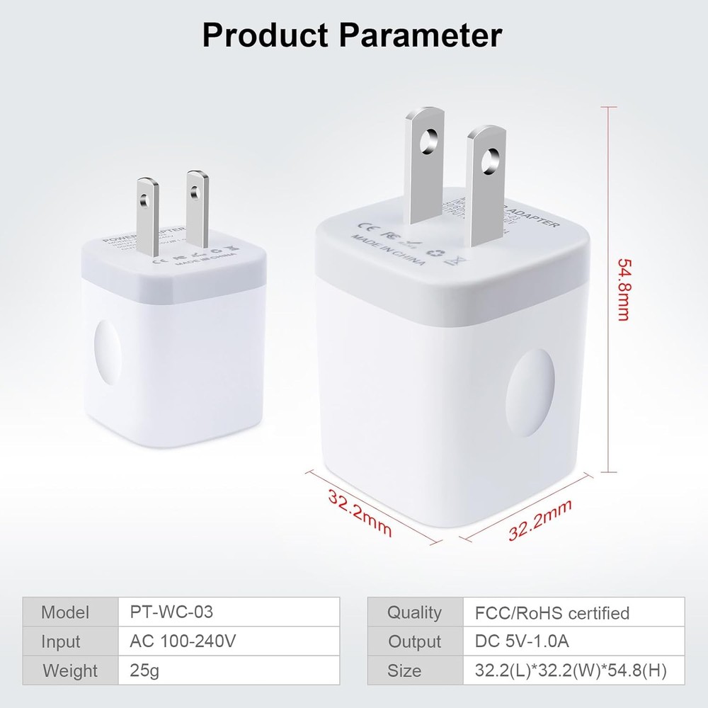 Charging Blocks for iPhone, Charger Box Sicodo 3Pack 3Pack-White, 3Pack-White
