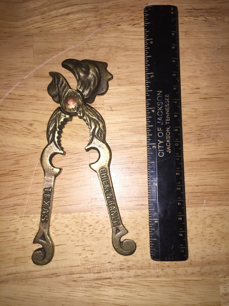 Nutcracker Nut Cracker Christmas Chicken Ranch HOLIDAY Brass METAL Hefty TEXAS