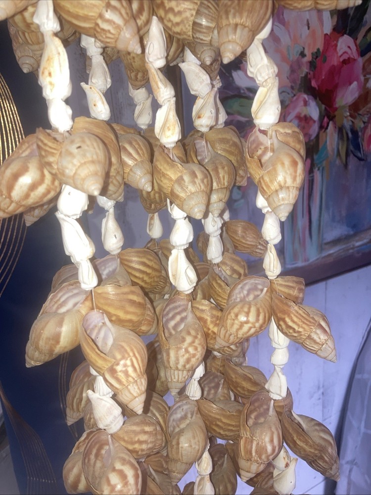 Vintage Handcrafted Seashell Mobile Or Windchime Boho Coastal Beach Decor 31”