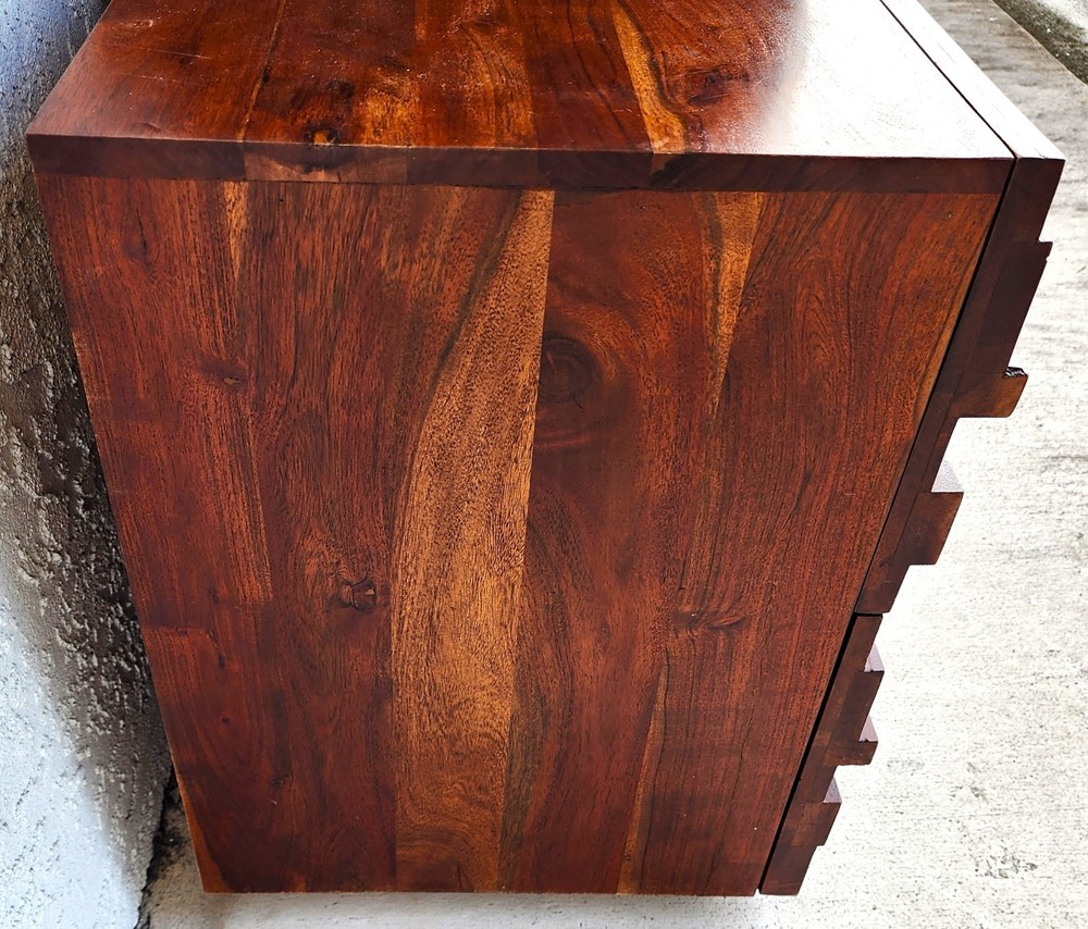 MCM Solid Exotic Wood Bachelor Chest & Nightstands Bedroom Suite