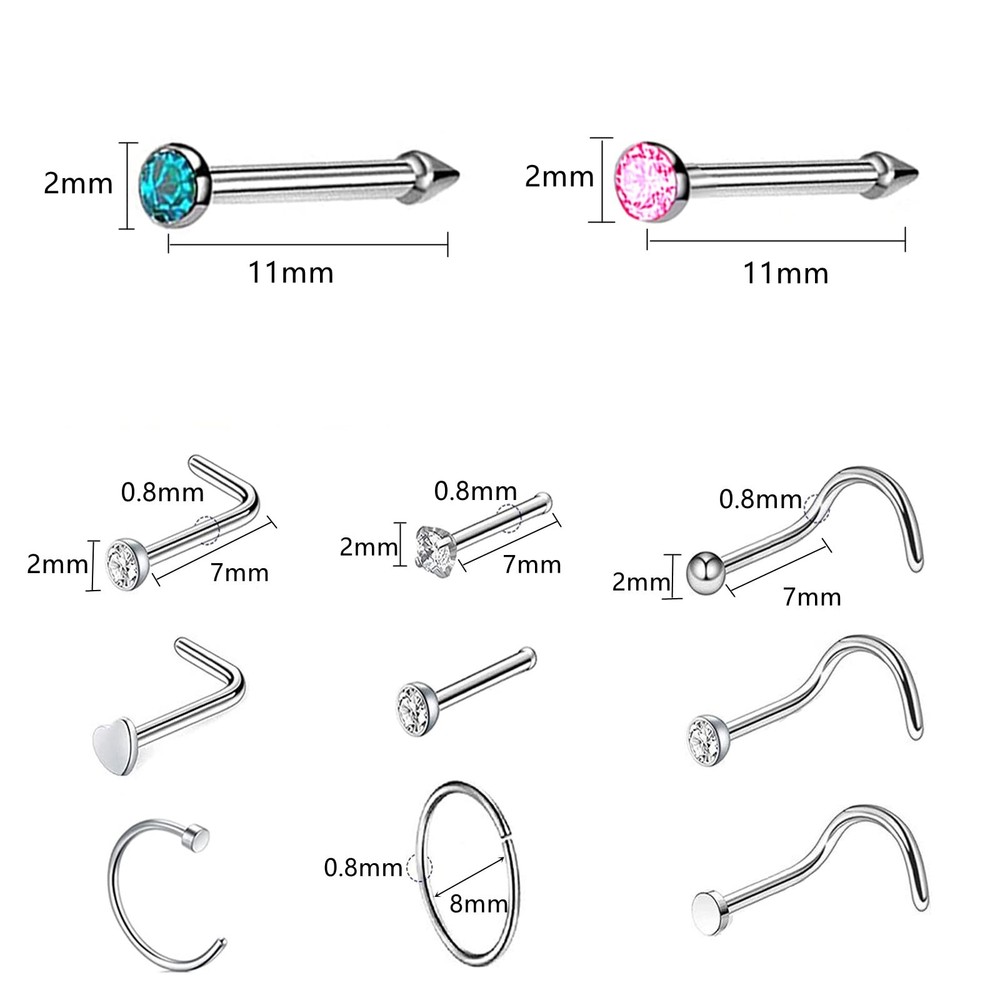 2 Pack Disposable Self Nose Piercing Tool With 10Pc Nose Rings Nose Piercing Kit