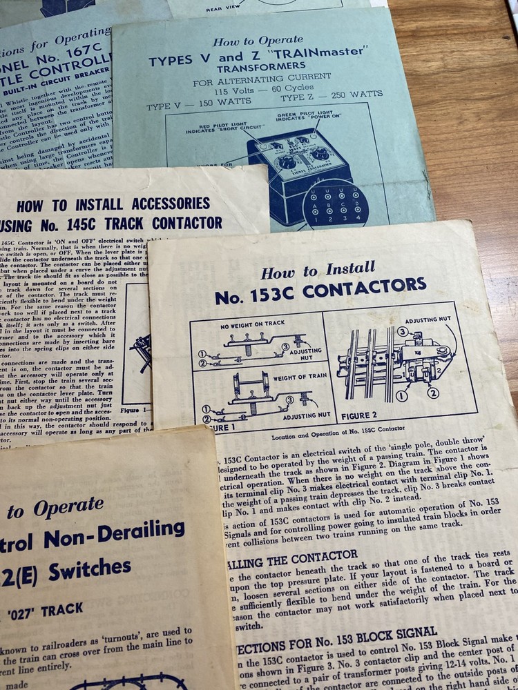 10 Lionel Instruction sheets all different