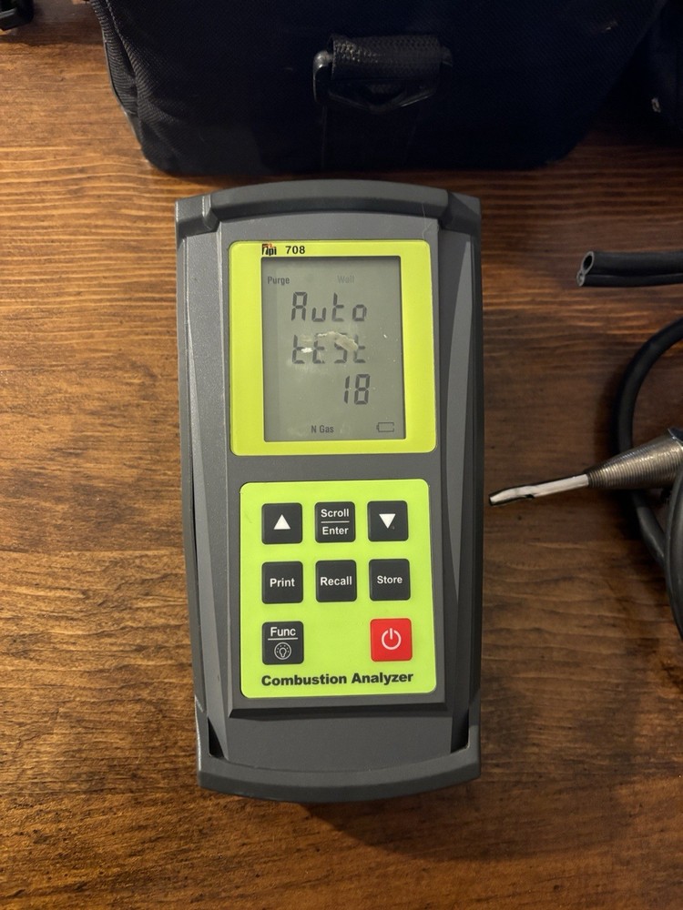 TPI 708 Combustion Efficiency Analyzer with Probe, Accessories, Case, Manual