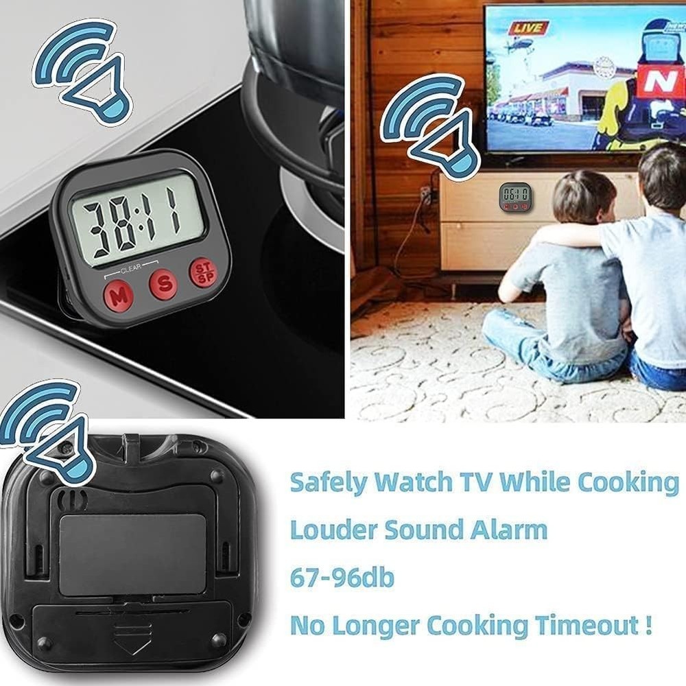 Loud Digital Kitchen Timer with Large LCD Display - Ideal Cooking Companion