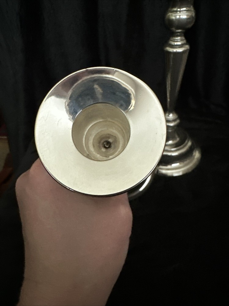 Vintage Candlestick Holder Pair Silver Plated