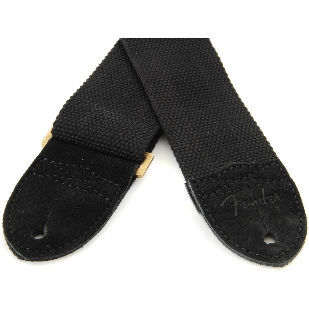 Fender Cotton and Leather Guitar Strap with Suede Ends, Black