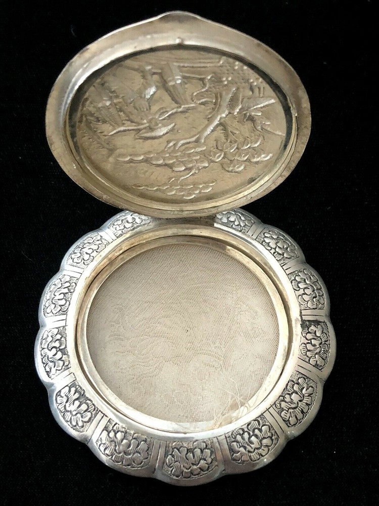 Vintage Sterling Silver Chinese Powder Compact Case