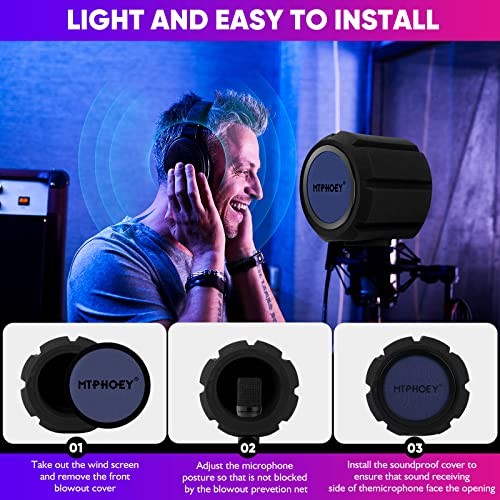 Microphone Windscreen Pop Filter with Gift Mic Stand&Phone Holder,Recording
