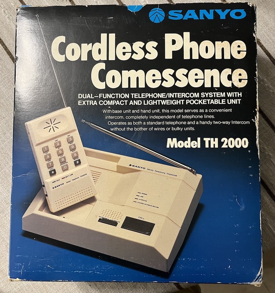 VTG 80s Sanyo TH 2000 Cordless Phone Comessence Base Intercom Read Description