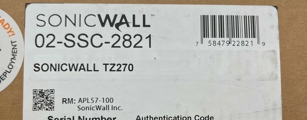 SonicWALL 02SSC2821 Firewall Network Security