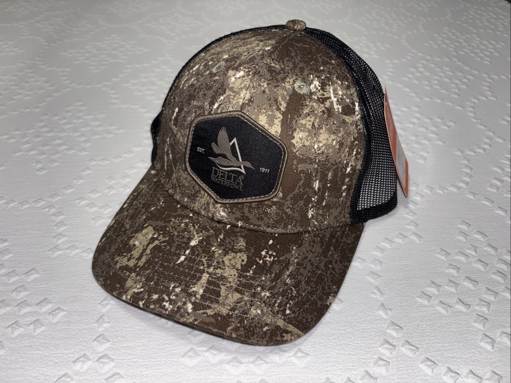 NWT Delta Waterfowl Hat Cache Camo Trucker Snap Back Patch Limited First Lite