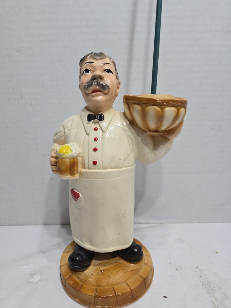 Vintage Chalkware Bartender Bar Pretzel Holder Figurine Barware