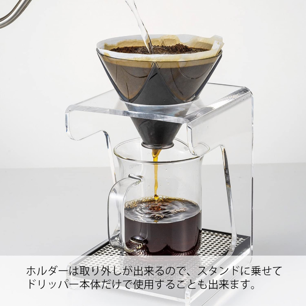 V60 "Mugen" Plastic Coffee Dripper, Size 02, Clear Black