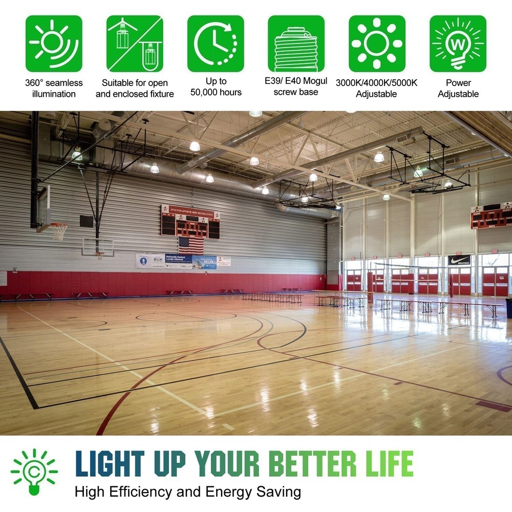 5Pack 100W LED Corn Light Equivalent 400W MH/HPS Warehouse Parking Lot Light E39