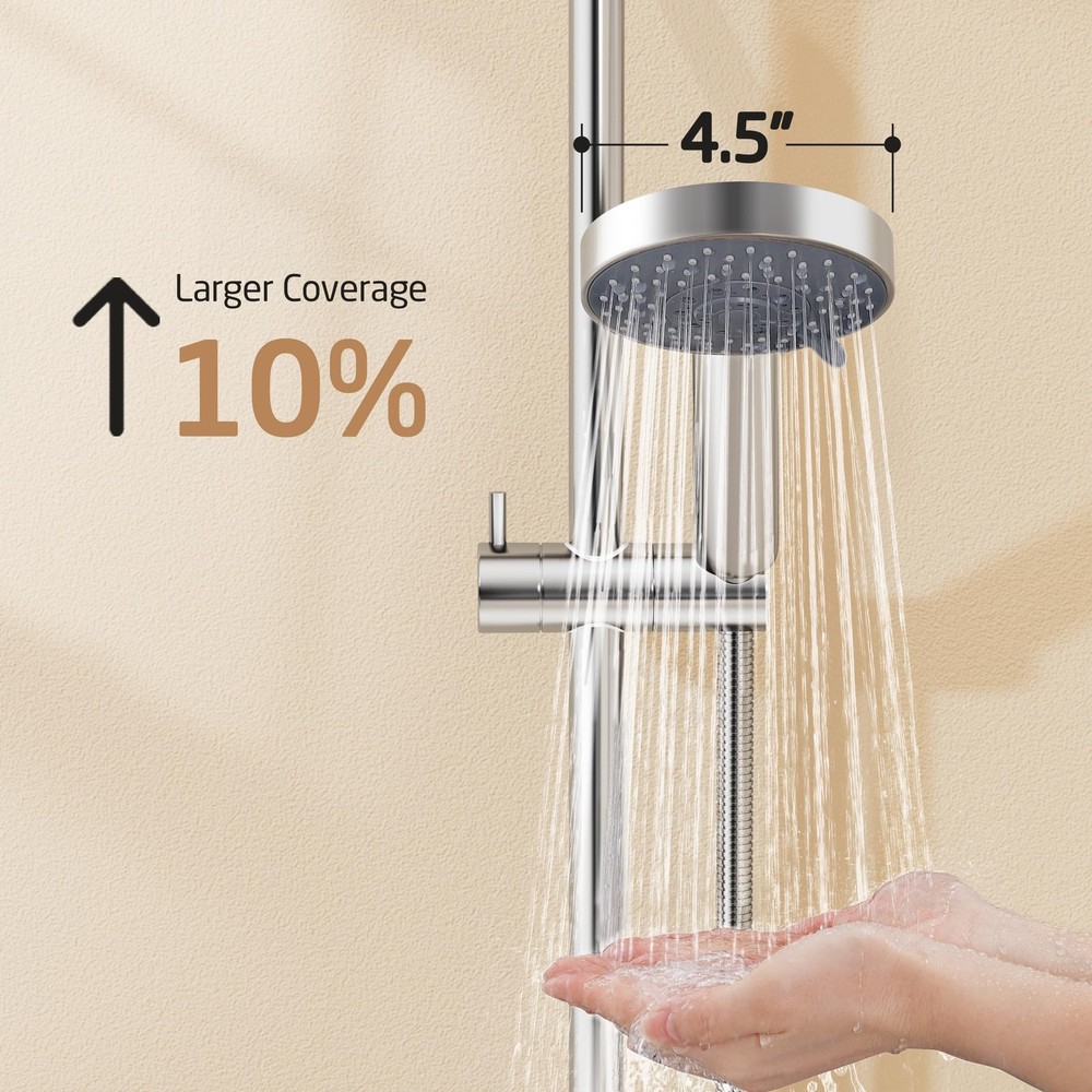 Shower Slide Bar with Five Function Massaging Hand Shower Head Adjustable Pol...