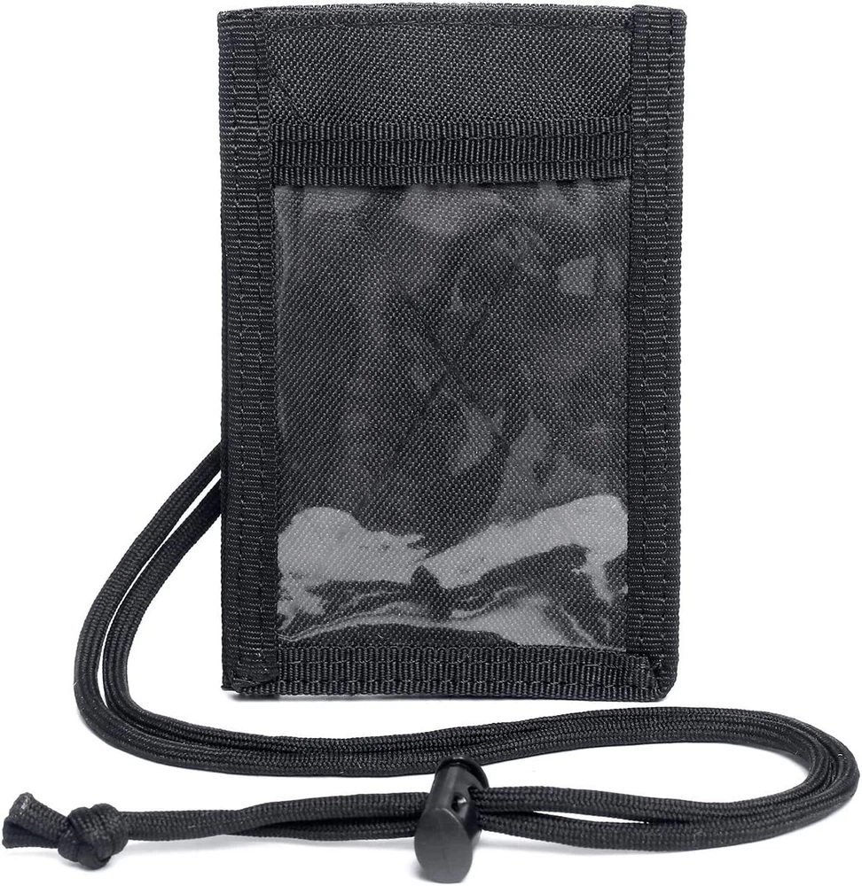2x Black Tactical ID Card Holder Hook&Loop Patch Badge Organizer Neck Lanyard