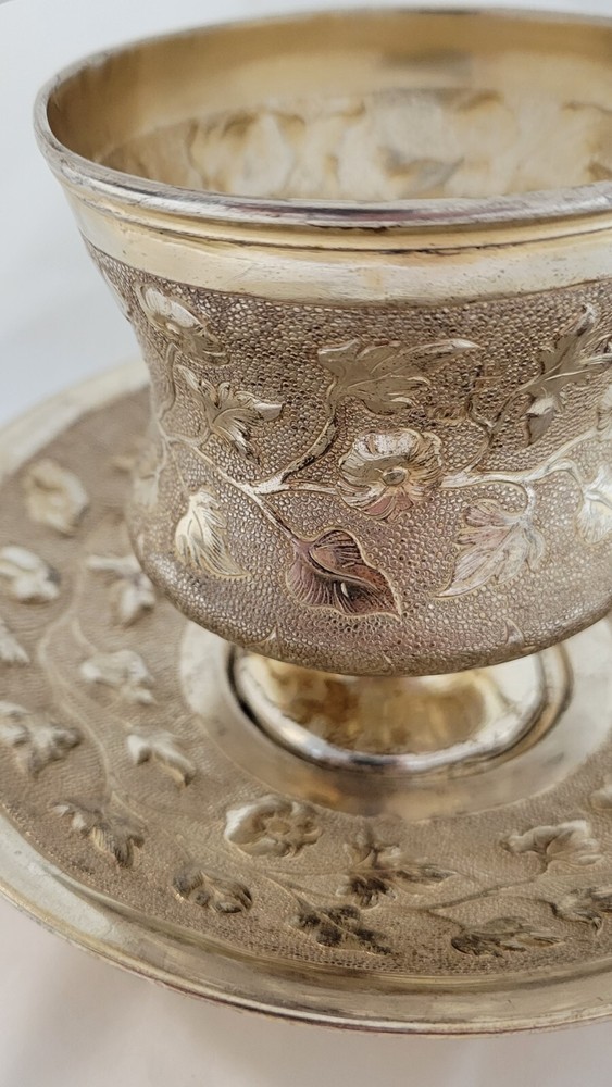 RUSSIAN SILVER TEA CUP AND SAUCER 1866