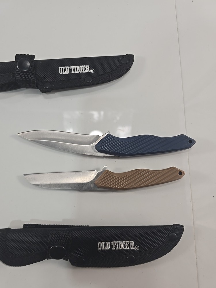 Old Timer Combo Pack of 2 Fixed Blade Knives with Sheaths