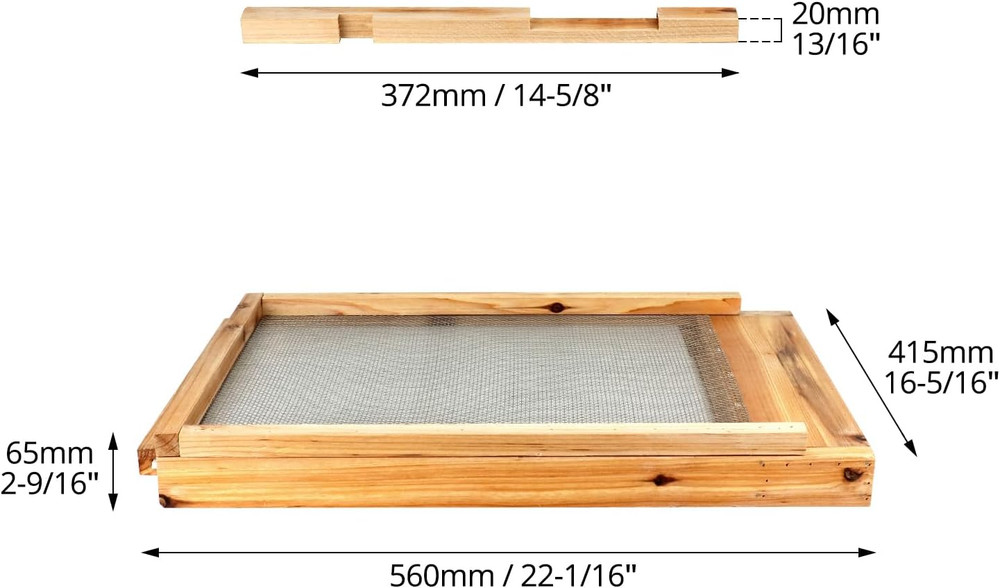 10 Frame Beehive Screened Bottom Board Beeswax Cedar Ventilated Base