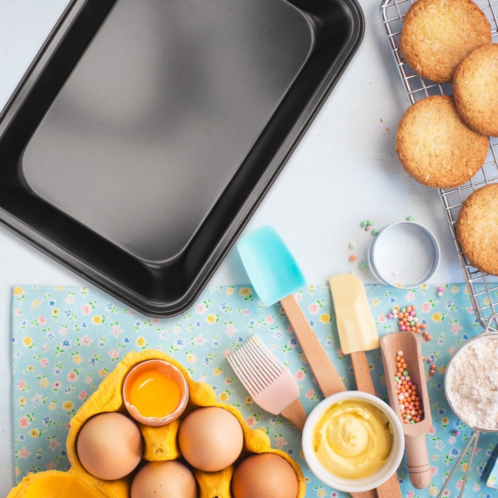 1Pc Baking Plate Bakeware BBQ Pan Practical Kitchen Food Container (Black)