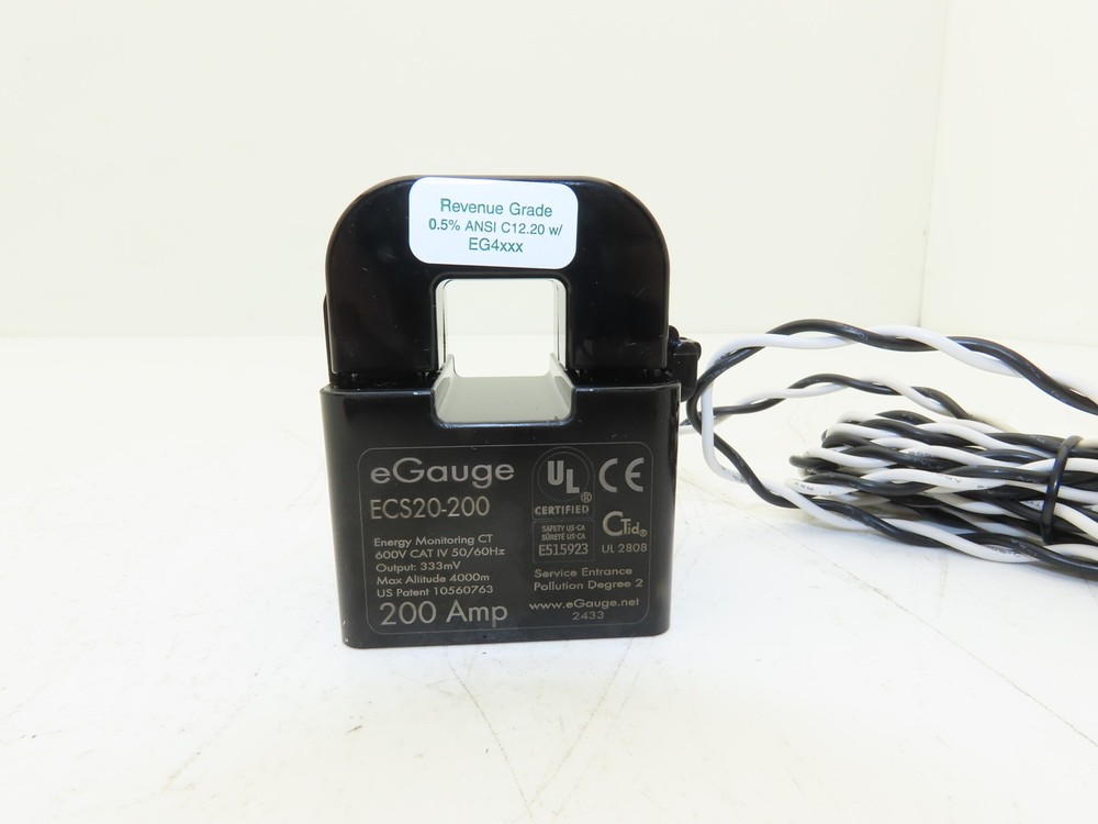 EGauge Systems ECS20-200 Current Transformer Split-Core CT 20mm 200A 600VAC