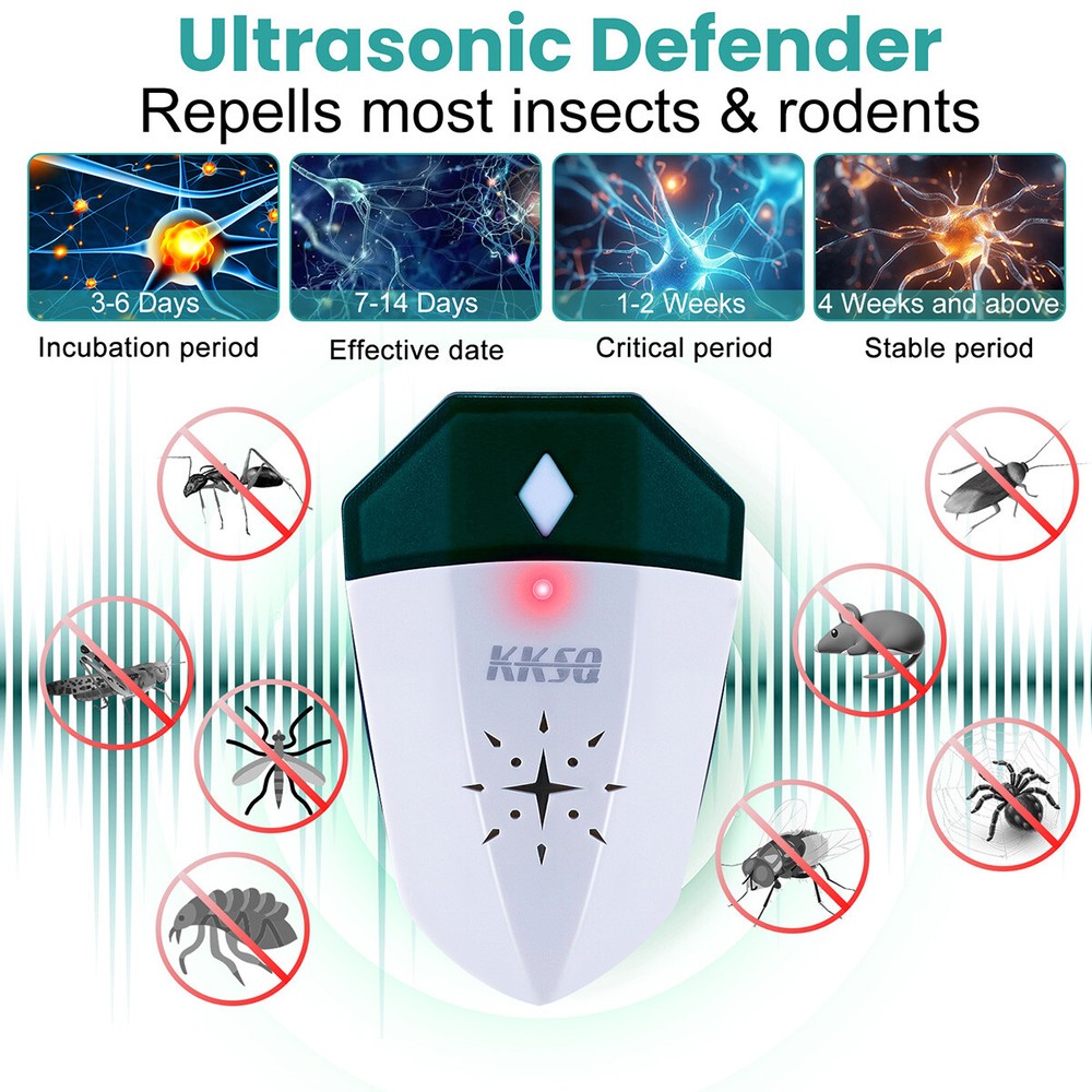 Pest Deterrent Bed Bug Flea Repeller Ultrasonic Rat Mites Spider Roaches Reject