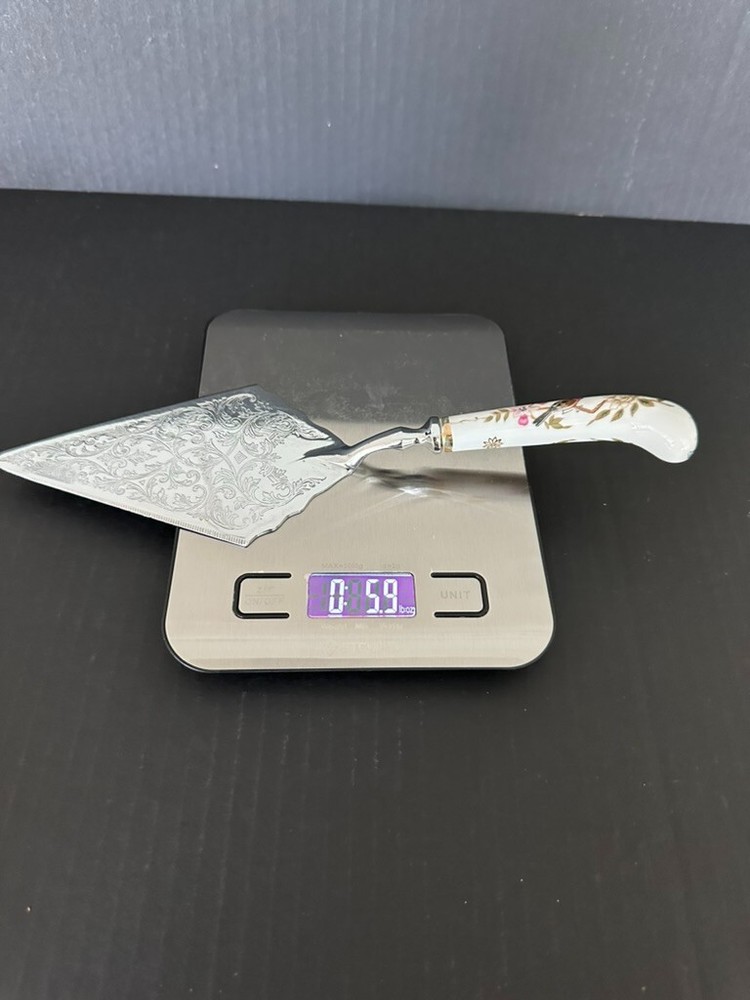 Shafford China pie cake server with china handle & silver plate serving blade