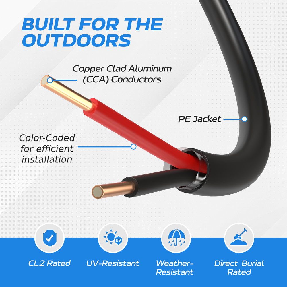 Alarm Cable 500ft 22/2 Solid UTP CCA CL2 Outdoor Security System CCTV