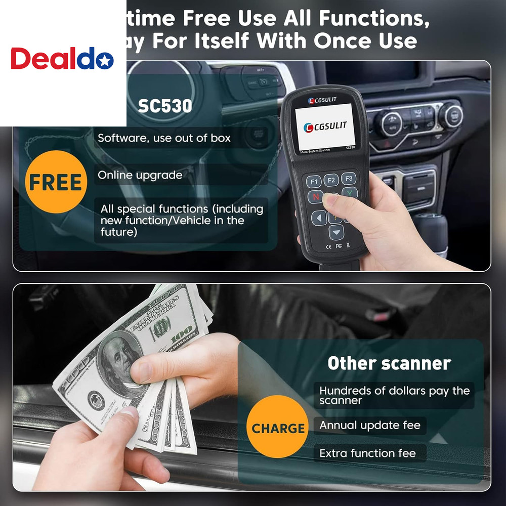 OBD2 Scanner, All System Code Reader for Dodge Chrysler Jeep Car Scanner with Re