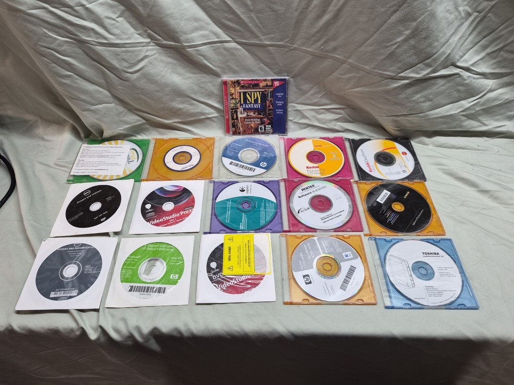 Vintage Computer PC CD-ROM Software Loose Discs Microsoft,hp,kodak,Dellamd More
