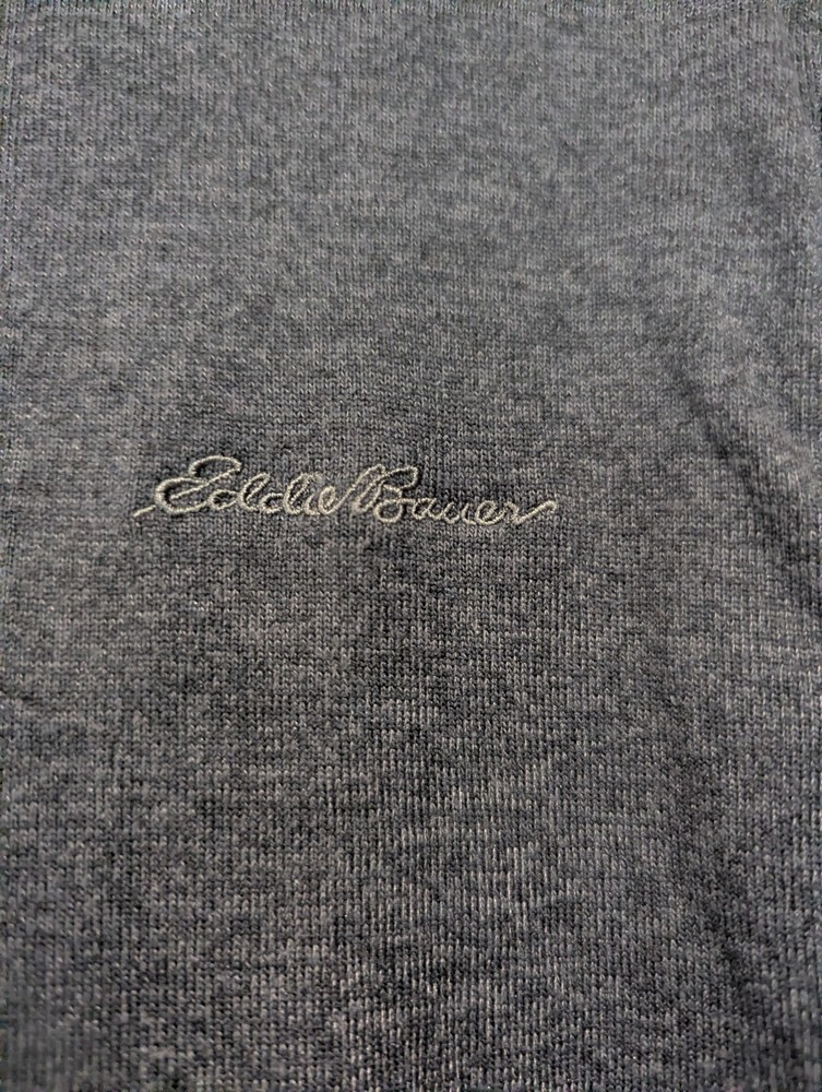 Eddie Bauer Men's Dark Grey Button Up Neck Lightweight Pullover Jumper Size L