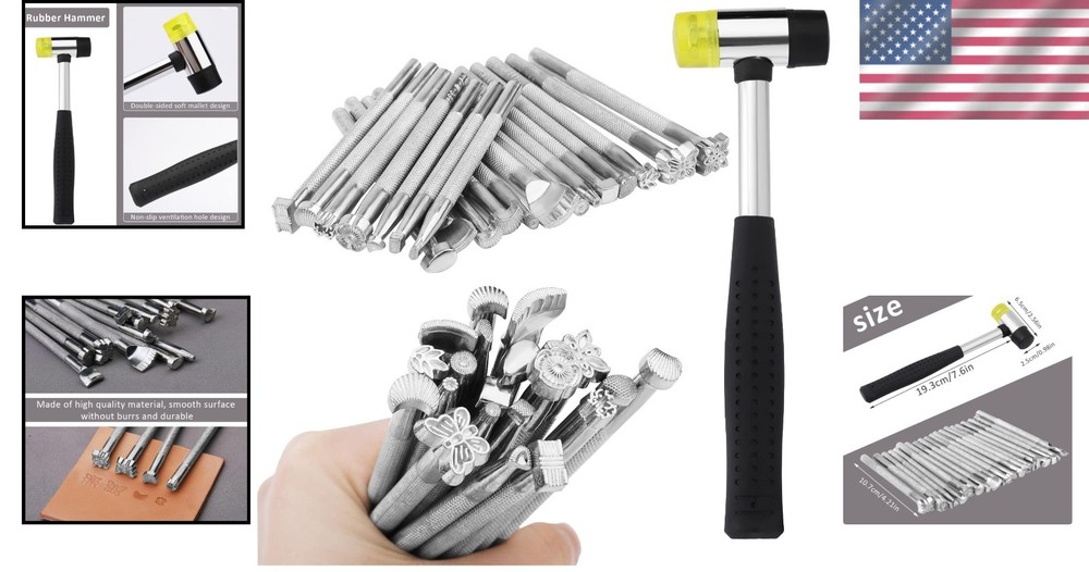 Versatile Leather Stamping Kit for Beginners - 21 Tools & Easy-to-Use Hammer