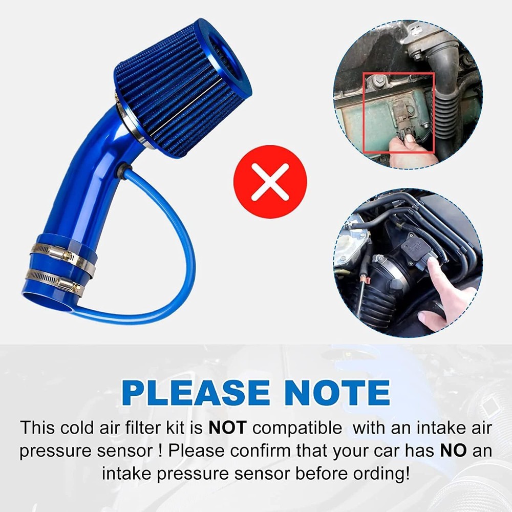 3" Cold Air Intake Filter Induction Kit Pipe Power Flow Hose System US New