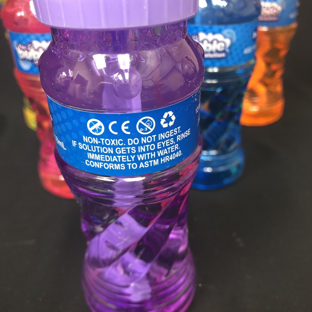 Bubbles Solution 6 - 4oz Bottles, Assorted Colors