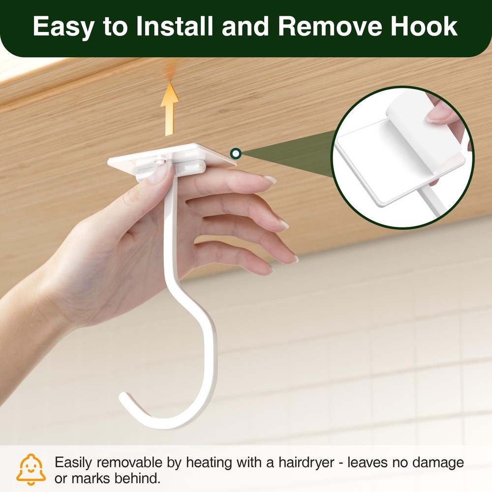 bussdis Banana Hook Under Cabinet: Foldable Hanger 1 Pack, White