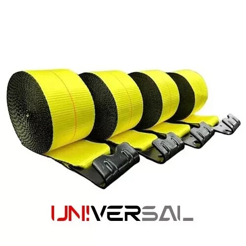 4"x27' Truck Winch Straps Tie Down w/ Flat Hooks – 4 Pack Heavy Duty