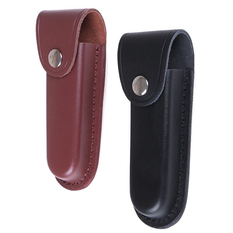 Cowhide Leather Multi Function Tool Folding Pocket Knife Torch Belt Pouch Sheath