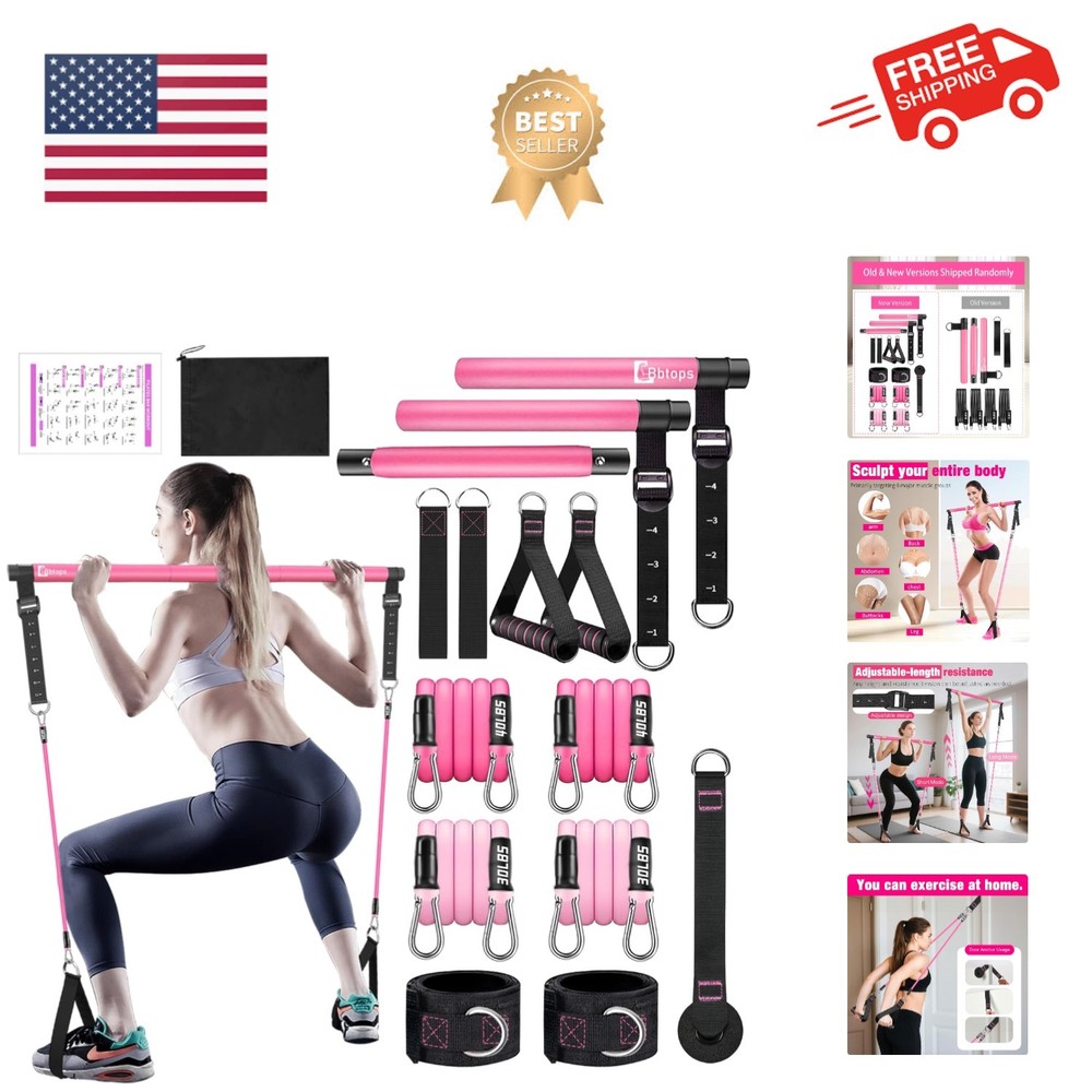 Pilates Bar Kit with Resistance Bands,Pilates Bar with Stackable Bands Workou...
