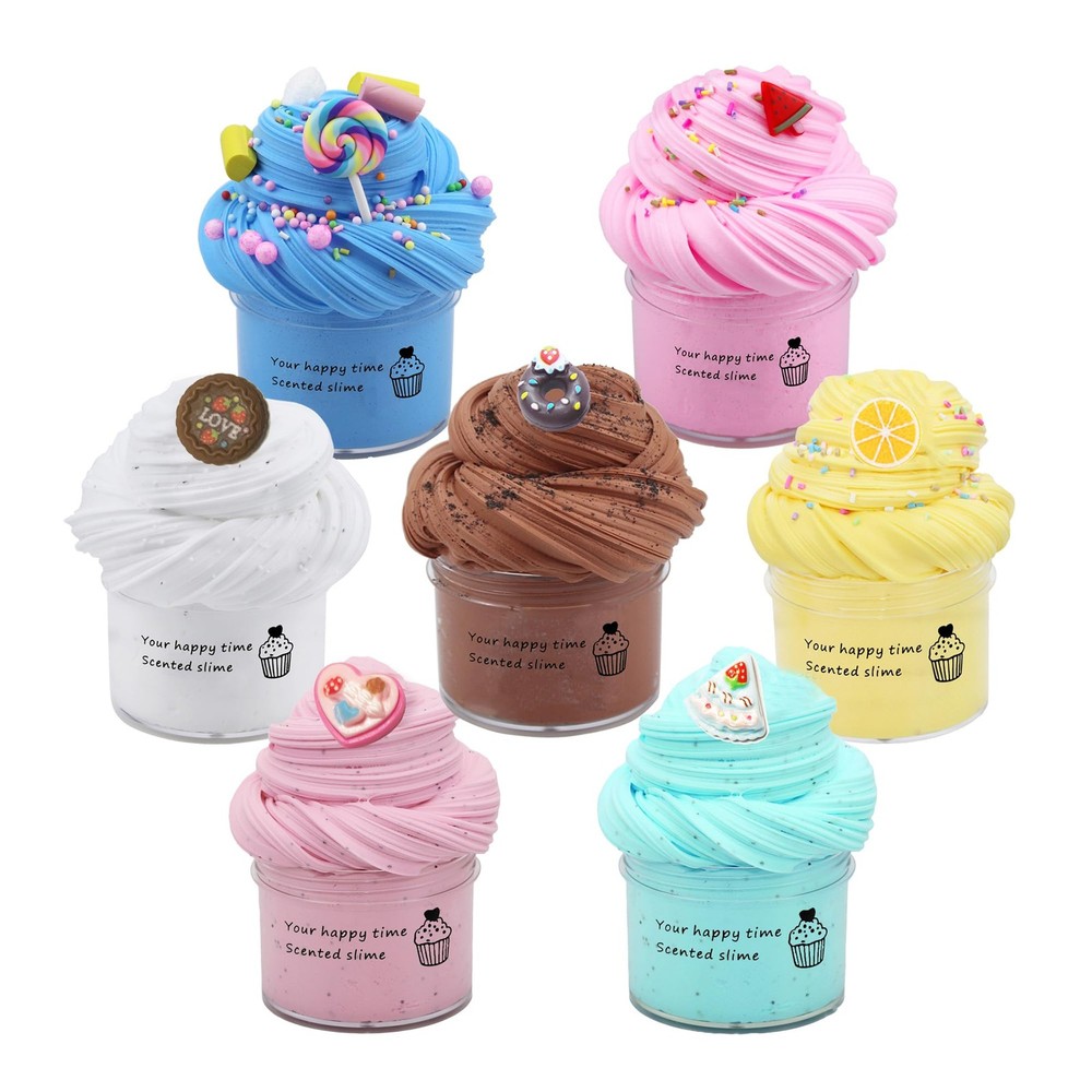 ZONEWAY 7 Pack Cake Butter Slime Kits, Soft and Non-Sticky 7-pack, Assorted