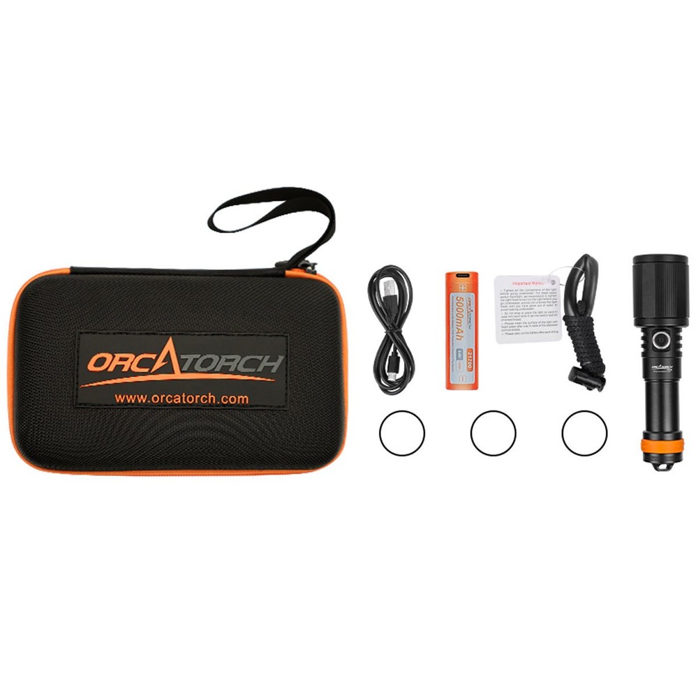 OrcaTorch D720 Super Focus Beam Angle Dive Light Open Box
